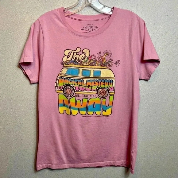 THE Beatles Lennon and McCartney Magical Mystery Tour Women's T-Shirt Dusty Pink - Picture 2 of 7